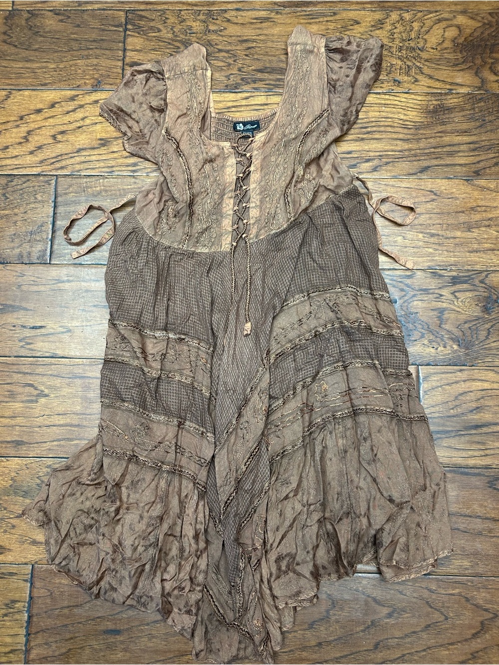 🌺Flower Earthy Brown Boho Lace-Up Women's Tunic
